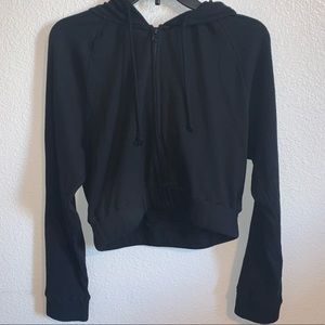 Forever 21 Waffle- Knit Zip up cropped Sweater